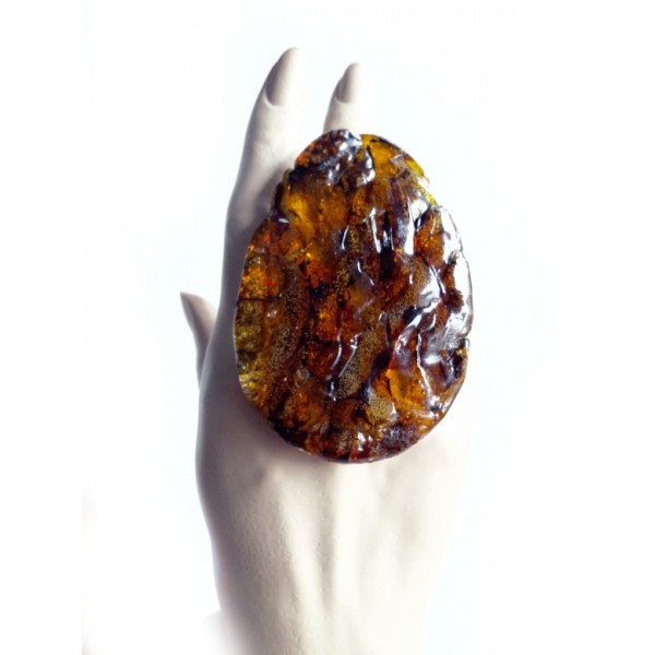 Huge Brown Statement Ring Amber Color